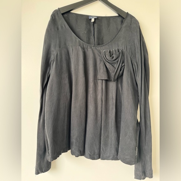 Armani Vegan Silk Pleated Top in Black - Picture 4 of 9
